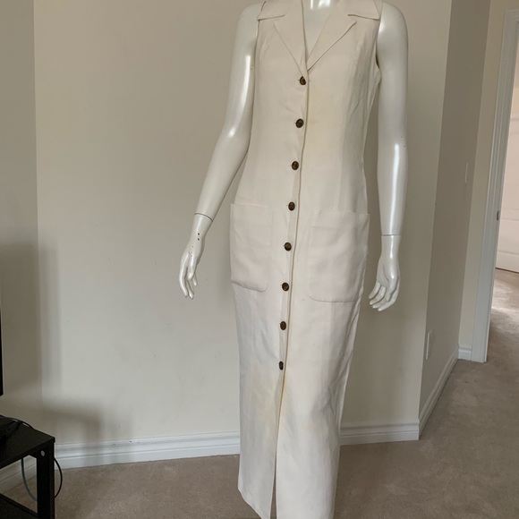 Port international linen mix long button dress - Picture 8 of 14